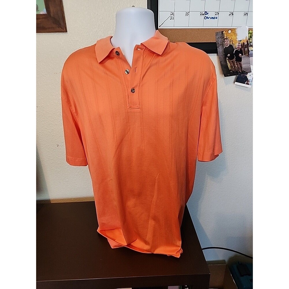 Nike Tiger Woods TW Golf Shirt Mens XL Salmon Pink Polo Performance Dri Fit